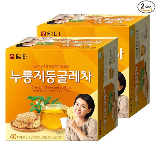 Damtuh Korean Roasted Rice & Solomon’s Seal Tea – Traditional Herbal Tea - Caffeine-Free, Sugar-Free, Non-Caloric, 40 Tea Bags (1.5g each, Pack of 2)
