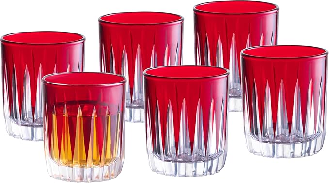 Barski - Colored Shot Glass - Ruby (Red) Liquor Glasses - Set of 6 Elegant Colored Shot Glassware - Use for Vodka, Tequila, Whiskey, Spirits & Liquors - Each Glass is 2.6 oz., Made in Europe
