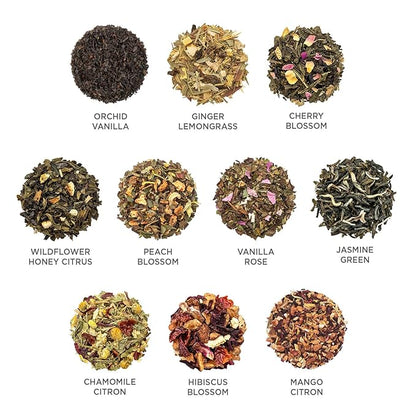 Tea Forte, Jubilee Petite Presentation Sampler Gift Box, Pyramid Infusers With Organic Loose Leaf, Green, Black, White, Herbal Assorted Tea, 1 Count (Pack of 1)