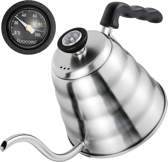 Pour Over Coffee Maker, 1.2L/40oz, Stainless Steel Gooseneck Kettle with Thermometer and 40pcs Filter Papers