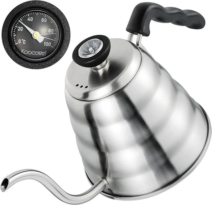 Pour Over Coffee Maker, 1.2L/40oz, Stainless Steel Gooseneck Kettle with Thermometer and 40pcs Filter Papers