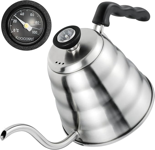 Pour Over Coffee Maker, 1.2L/40oz, Stainless Steel Gooseneck Kettle with Thermometer and 40pcs Filter Papers