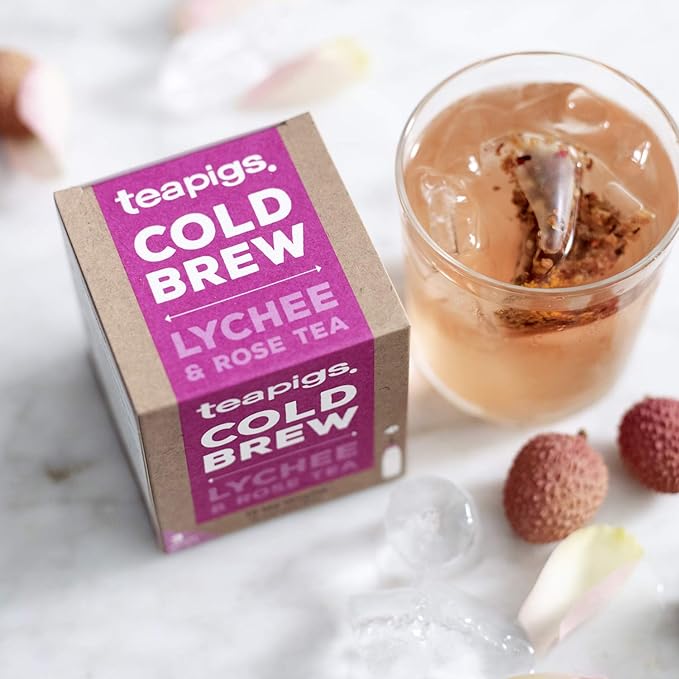 teapigs Lychee & Rose Cold Brew Made With Whole Leaves (6 Packs of 10 Tea Bags)