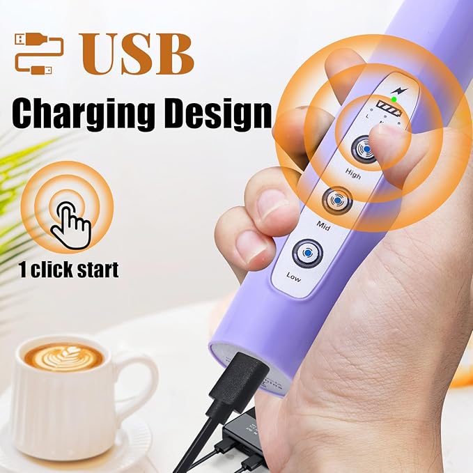 Nahida Rechargeable Milk Frother Wand for Coffee Include Stand - Light Purple