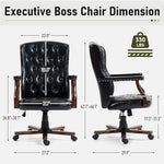 Load image into Gallery viewer, ECOTOUGE Ergonomic Executive Office Chair, Tufted Faux Leather Home Office Desk Chair, Vintage Wingback Swivel Work Chair, Black