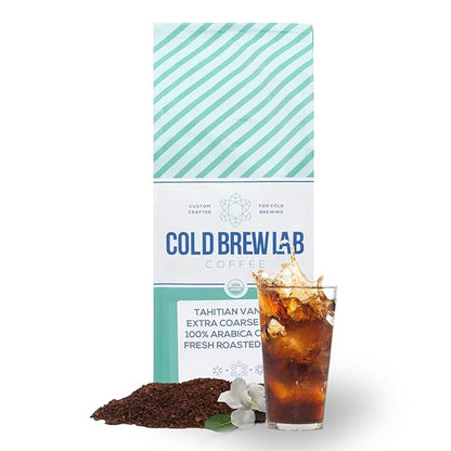 Cold Brew Organic Coarse Ground Flavored Coffee, Vanilla Flavor, Dark Roast, Colombian Supremo, Coarse Grind for Cold Brew Coffee & French Press,1 LB