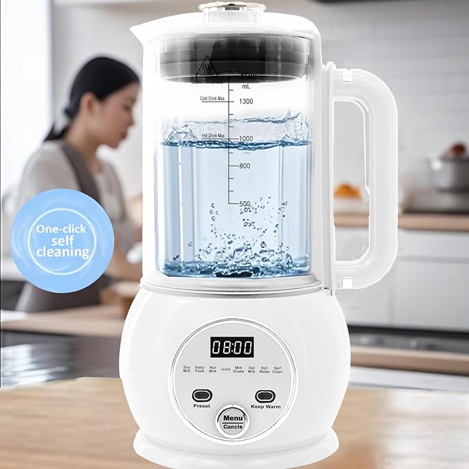 10 in 1 Nut Milk Maker Hot Blender,51oz Homemade Soy, Almond,Oat,Plant Based,Baby Food Maker 20 Blades,Automatic Soybean Machine with 24H Delay Start/Keep Warm8H/Boil Water&Auto Clean