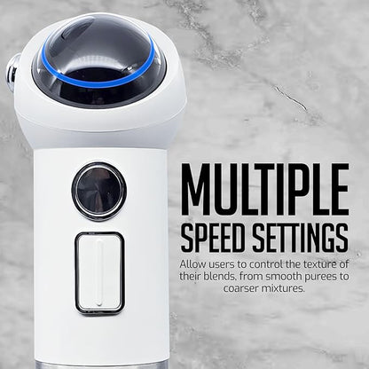 OVENTE Cordless Immersion Hand Blender, 300W Rechargeable Handheld Portable Stick Mixer with Speed Pulse Activating Sensor and Stainless Steel Blades for Smoothies, Shakes or Baby Food, White HR995W