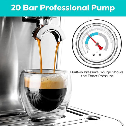 CASABREWS 5700Gense Espresso Machine with Grinder, Barista-Style Cappuccino Maker with Milk Frother Steam Wand, Professional Coffee Maker with Removable Water Tank for Cappuccinos and Lattes