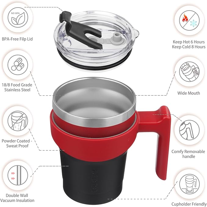 BJPKPK Tumbler With Handle And Straw 10oz Stainless Steel Tumbler With Lid Insulated Coffee Cups,Blood Moon