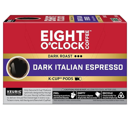 Eight O'Clock Coffee Dark Italian Roast, Keurig Single Serve K-Cup Pods, Dark Roast, 60 Count (6 packs of 10)