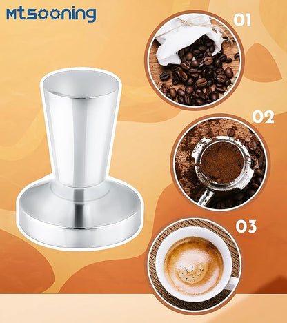 Mtsooning 40mm Coffee Tamper, Solid Stainless Steel Barista Powder Press Leveler Tool, Espresso Coffee Tamper Hammer for Coffee Grounds Machines Accessory