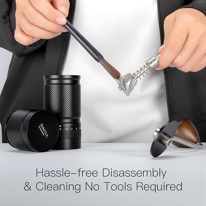 Manual Coffee Grinder with Numerical External Adjustable Setting, Capacity 30g with CNC Stainless Steel Conical Burr (black)