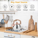 Load image into Gallery viewer, Stainless Steel Tea Kettle for Stove Top Teakettles Stovetop Whistling with Heat Proof Ergonomic Handle 2.5 Quart