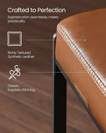 Load image into Gallery viewer, VASAGLE EKHO Collection - Bar Stools Set of 2, Counter Height Bar Stools, Synthetic Leather with Stitching, Mid-Century Modern Counter Stools, 26-Inch Tall, Kichen Home Bar Dining Room, Caramel Brown