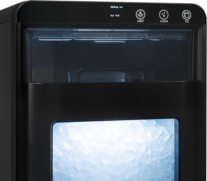 Newair Nugget Ice Maker Countertop, 44 lbs in 24 Hours Ice Machine Nugget, Self Cleaning Ice Maker in Black Stainless Steel, Perfect for Home Bar, Kitchen Countertop, RV, Home Office