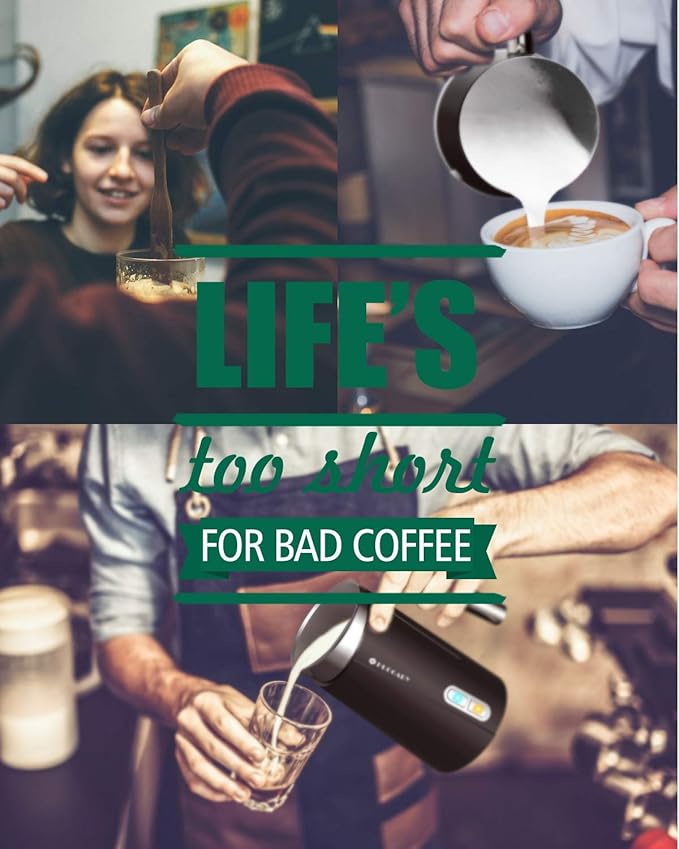 Huogary Milk Frother, Milk Steamer for Milk Foam & Hot Milk(4.5oz/10.5oz), Electric Milk Frother and Warmer for Homemade Coffee, 120V (Black)