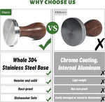 Load image into Gallery viewer, Coffee Tamper Espresso Press with Tamper Mat 304 Stainless Steel Flat Base Wooden Handle for Coffee Grounds Barista Espresso Machines Accessory (58MM)