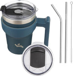 Load image into Gallery viewer, 10 oz Tumbler with Handle and 2 Straw 2 Lid, Insulated Water Bottle Stainless Steel Vacuum Cup Reusable Travel Mug, Navy Blue