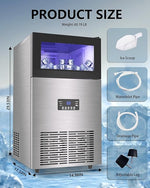 Load image into Gallery viewer, Commercial Ice Maker Machine 120LBS/Day, Undercounter Ice Makers 40Lbs Storage Bin and 45 Ice Trays, Outdoor Ice Maker Brushed Metal with Water Line, Ice Scoop, for Home, Bar, Party