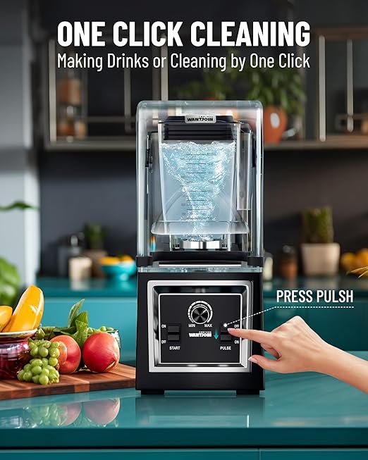 Wantjoin Professional Grade Blender - Soundproof & Quiet Commercial Blenders, Removable Shield, 2000W Watte, 67 Oz Capacity - and Frozen Drinks(Black)