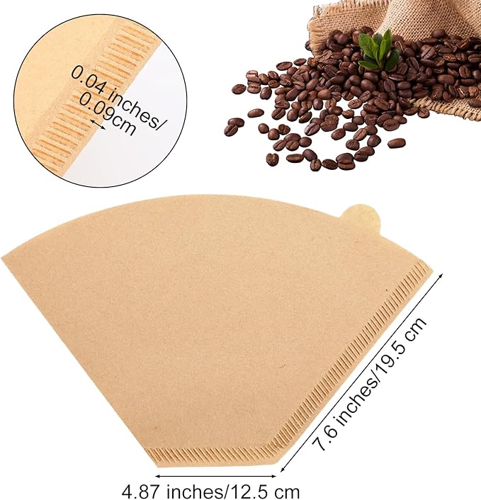 400 Pcs Natural Coffee Filters, Unbleached Cone Filters #4 Cone Paper Coffee Filter 8-12 Cup, 4 Filter Fits for Pour Over and Drip Coffees Maker Chemical-Free Paper for Home, Travel, Office Use