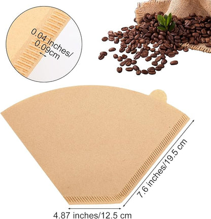 400 Pcs Natural Coffee Filters, Unbleached Cone Filters #4 Cone Paper Coffee Filter 8-12 Cup, 4 Filter Fits for Pour Over and Drip Coffees Maker Chemical-Free Paper for Home, Travel, Office Use
