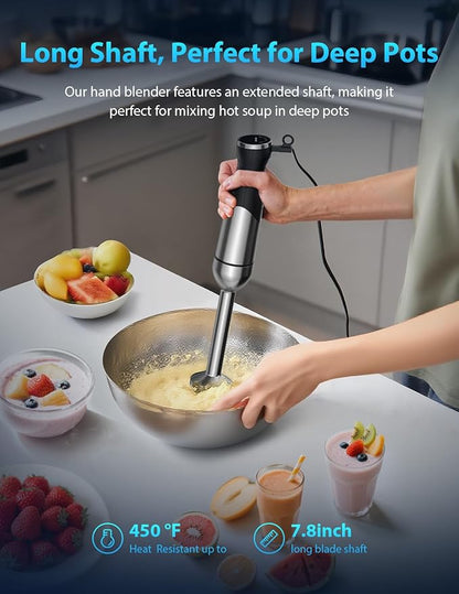 2025 New 1000W Handheld Immersion Blender Handheld – 25-Speed, Stainless Steel, Hand Blender, Corded Hand Mixer with Heavy-Duty Copper Brushless Motor & Gift Box