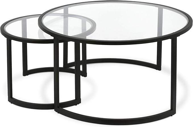 Mitera Round Nested Coffee Table in Blackened Bronze