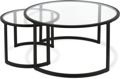 Mitera Round Nested Coffee Table in Blackened Bronze