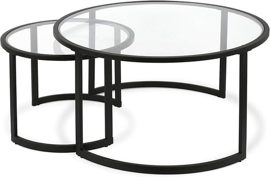 Mitera Round Nested Coffee Table in Blackened Bronze