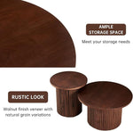 Load image into Gallery viewer, NORDICANA Nesting Round Coffee Table Set of 2, Boho 2 Piece Side Table End Table Set for Living Room Bedroom, Manufactured Wood Top with Walnut Veneer