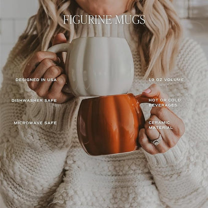 Sweet Water Decor Orange Pumpkin Coffee Mug - 19 oz Halloween Cup Dishwasher & Microwave Safe - Soothing Tea and Pumpkin Spice Latte - Ceramic