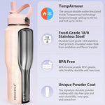 Load image into Gallery viewer, SENDESTAR 40oz Stainless Steel Water Bottle(Cold for 48 Hrs, Hot for 24 Hrs),Double Wall Vacuum Insulated Bottle with Straw Lid, Spout Lid and Flex Cap, Fit in Any Car Cup Holder TXIN-40-Laser Pink