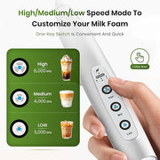 Nahida Handheld Milk Frother Wand with Stand & 14oz Milk Frothing Pitcher Milk Coffee Cappuccino Latte Art - Silver