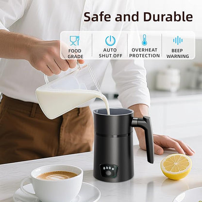 Milk Frother, 4 in 1 Electric Milk Steamer, Hot and Cold Foam Maker, 1 min Fast Frothing, 11.8 oz/350 mL Milk Warmer, Frother for Latte, Cappuccino, Temperature Control, Auto Shut-Off