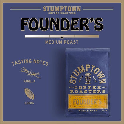Stumptown Coffee Roasters, Medium Roast Whole Bean Coffee - Founder's Blend, Flavor Notes of Vanilla and Cocoa Powder, 24 Ounces (2 Bags of 12 Ounces)