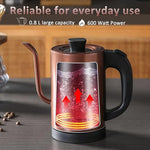 Load image into Gallery viewer, Gooseneck Electric Kettle 0.8L, 304 Stainless Steel (BPA-Free), 600W Fast Heating, Compact Copper Design with One-Touch Button &amp; Auto Shut-Off, Perfect for Home, Office &amp; Coffee/Tea Lovers