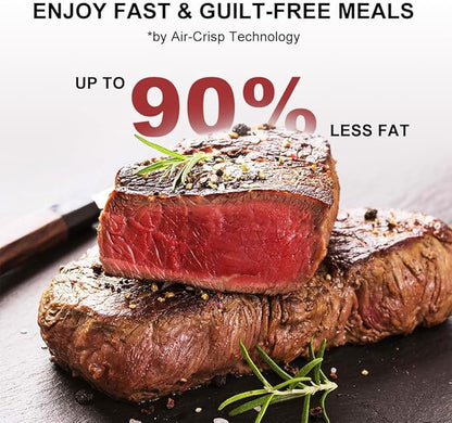 Air Fryer 6.8 Quarts, 10-in-1 Functions, Air Fry, Roast, Bake, Broil, Dehydrate, Large & Compact Air Fryers, Nonstick & Dishwasher-Safe Airfryer Basket, Stainless Steel Air Fryer, Easy to Use