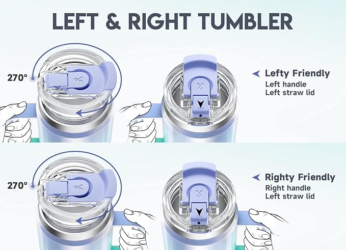 Meoky 24oz Travel Mug, Triple Insulated Stainless Steel Tumbler with Handle and 2-in-1 Straw and Sip Lid, 100% Leak Proof, Keeps Cold for 24 Hours or Hot for 8 Hours, Cupholder Friendly (Fairyland)