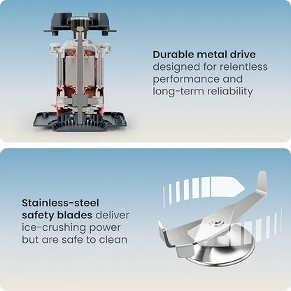 Chefman Obliterator 48 oz Countertop Blender for Smoothies, 1380W Motor to Crush Ice, Nuts, and Frozen Fruit with Stainless Steel Blade, Auto Blend Function, Includes Tamper and Scraper