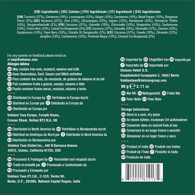 VAHDAM, Turmeric Spice Herbal Tea Bags (30 Count) Caffeine Free, Non GMO, Gluten Free | 100% Pure Herbal Tisane - Savory & Spicy | Individually Wrapped Pyramid Tea Bags | Direct from Source