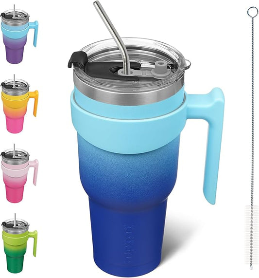 BJPKPK Tumbler With Handle 40 oz Tumbler With Lid And Straw Reusable Stainless Steel Insulated Travel Coffee Cups,Sky