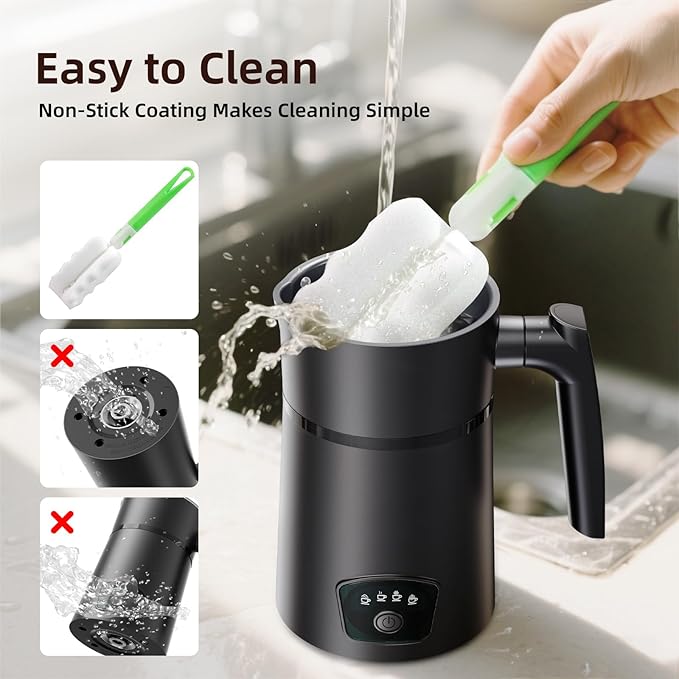 Milk Frother, 4 in 1 Electric Milk Steamer, Hot and Cold Foam Maker, 1 min Fast Frothing, 11.8 oz/350 mL Milk Warmer, Frother for Latte, Cappuccino, Temperature Control, Auto Shut-Off