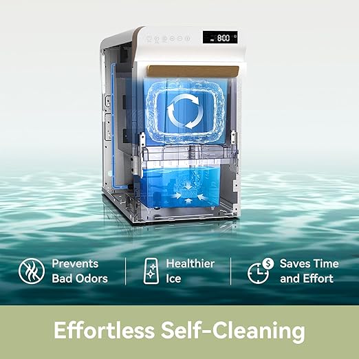 Gevi Nugget Ice Maker Countertop 40lbs/24H, Pebble Ice Machine with Programmable Timer,Self-CleaningChewable Pellet Ice for Home, Kitchen,Office,Gift