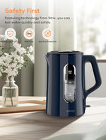Load image into Gallery viewer, Offacy Electric Kettle, Tea Kettle Pot, Double Wall Glass Inner 1.5L/1200W, Hot Water Kettle Teapot Boiler &amp; Heater with Automatic Shut Off, BPA-Free &amp; LED Indicator Lights (Navy Blue)