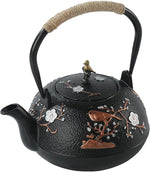 Load image into Gallery viewer, Cast Iron Teapot SECHUDO Teapot for Stovetop Safe Coated with Enameled Interior,Japanese Beautiful Tea Kettle with Stainless Steel Infuser for Loose Tea (40.6oz/1200ml)