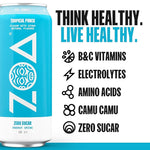 Load image into Gallery viewer, ZOA Zero Sugar Energy Drinks, Tropical Punch - Sugar Free with Electrolytes, Healthy Vitamin C, Amino Acids, Essential B-Vitamins, and Caffeine from Green Tea - 16 Fl Oz (12-Pack)