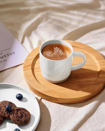 famiware Coffee Mugs for 4, 12 oz Mug Set, Dringking Cup with Handle for Coffee, Tea, Cocoa, Milk, Milkyway serise, White