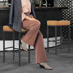 Load image into Gallery viewer, Athena Collection Counter Height Bar Stools Set of 2, 31.5 Inches Saddle Bar Stools with Leather Upholstered and Metal Legs, Backless Barstools for Counter, Kitchen Island, Dining Room, Brown